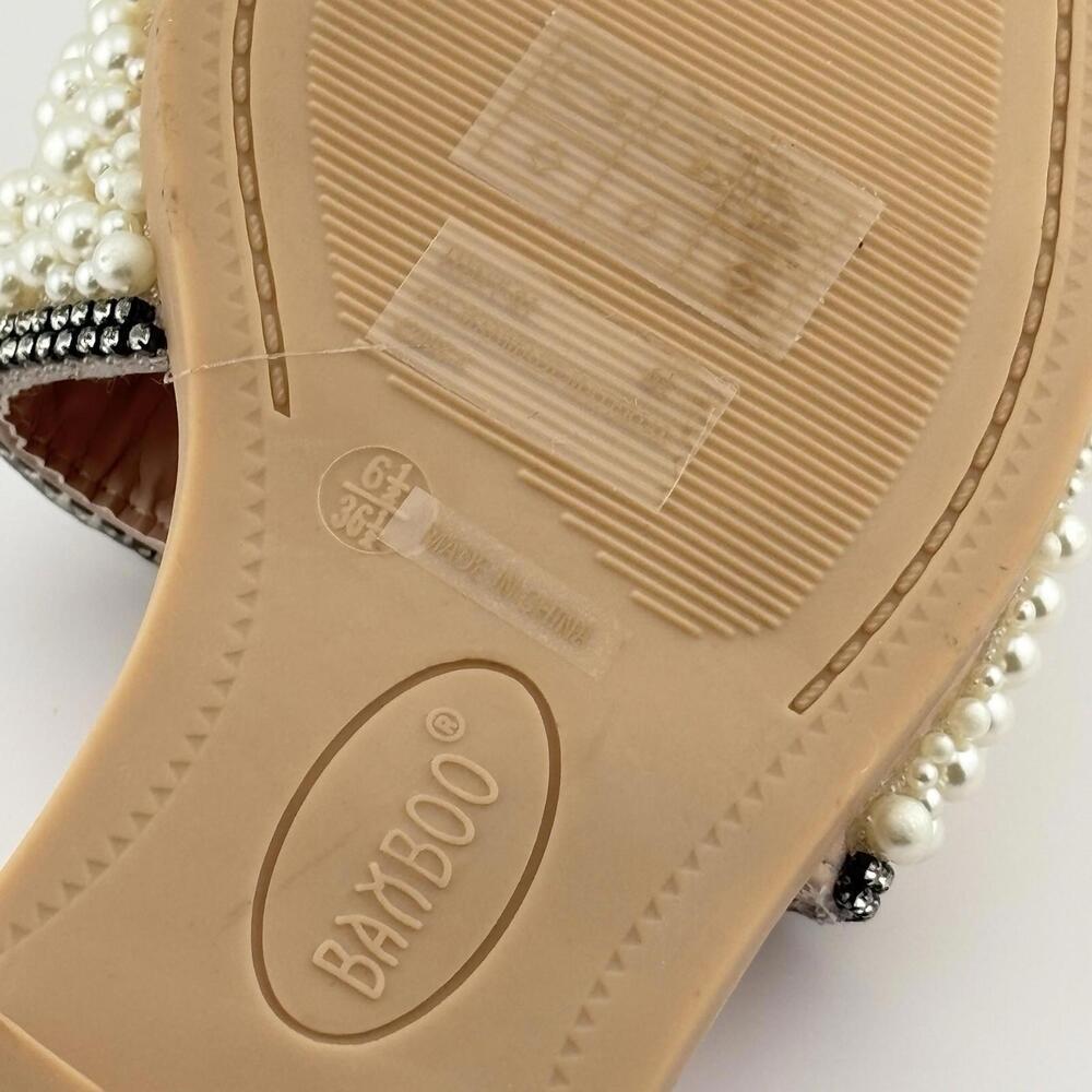 New Women's Jeweled Rhinestone Pearl Slide Flat Jelly Sandal Open Toe - Size 6.5 - Picture 8 of 10